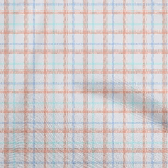 oneOone Rayon Peach Fabric Check Sewing Craft Projects Fabric Prints By Yard 56 Inch Wide