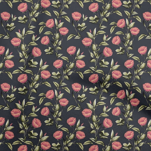 oneOone Rayon Red Fabric Floral Retro Quilting Supplies Print Sewing Fabric By The Yard 56 Inch Wide