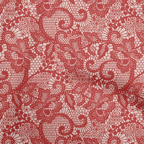 oneOone Rayon Red Fabric Lace Floral Dress Material Fabric Print Fabric By The Yard 56 Inch Wide