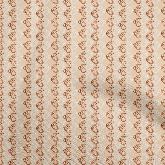 oneOone Rayon Rose Brown Fabric Asian Ikat Sewing Material Print Fabric By The Yard 56 Inch Wide