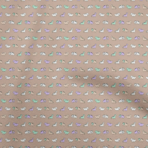 oneOone Rayon Tawny Brown Fabric Colorful Dinosaur Cartoon Sewing Fabric By The Yard Printed Diy Clothing Sewing Supplies 56 Inch Wide