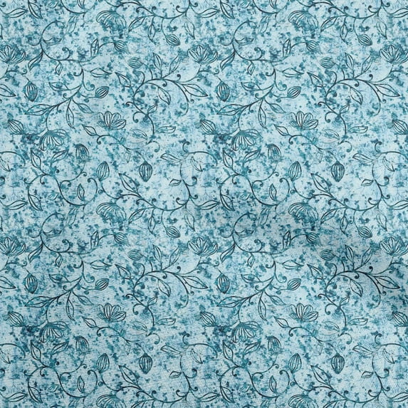 oneOone Rayon Turquoise Blue Fabric Asian Batik Leaf Motif Sewing Craft Projects Fabric Prints By Yard 56 Inch Wide