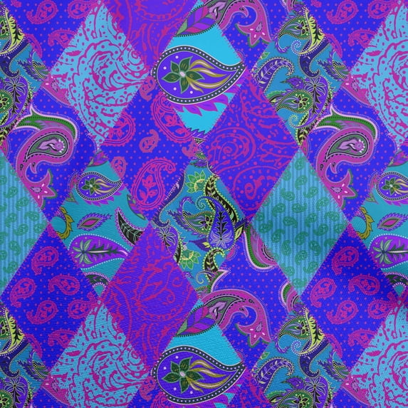 oneOone Rayon Turquoise Blue Fabric Asian Paisley Sewing Material Print Fabric By The Yard 56 Inch Wide