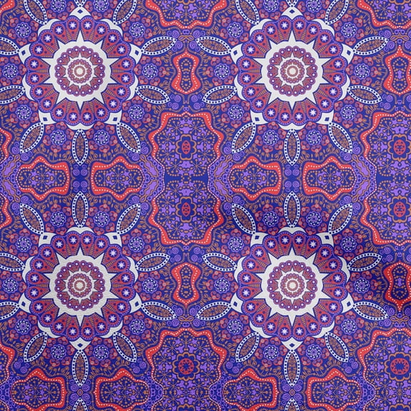 oneOone Rayon Violet Fabric Moroccan Mosaic Dress Material Fabric Print Fabric By The Yard 56 Inch Wide