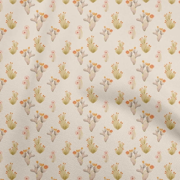 oneOone Rayon Yellow Fabric Cactus Sewing Material Print Fabric By The Yard 56 Inch Wide