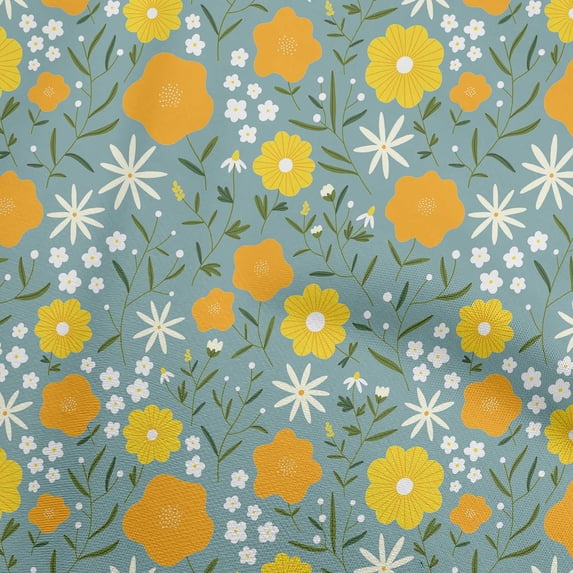 oneOone Rayon Yellow Fabric Kids Floral Dress Material Fabric Print Fabric By The Yard 56 Inch Wide