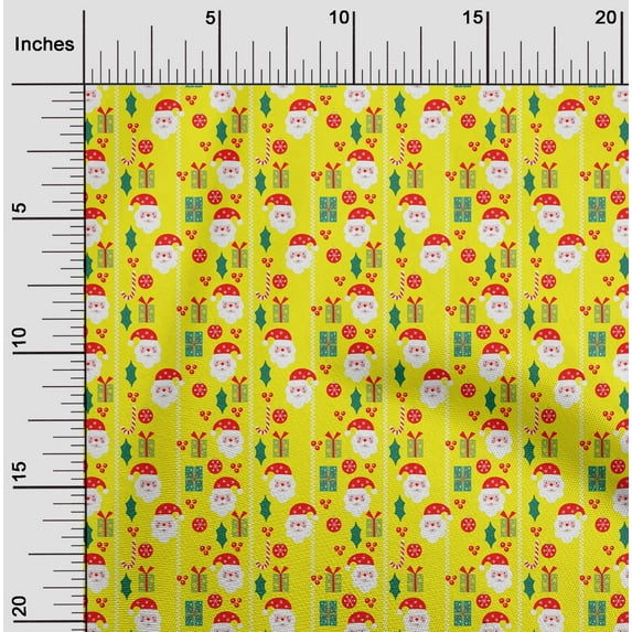 oneOone Rayon Yellow Fabric Merry Christmas Craft Projects Decor Fabric Printed By The Yard 56 Inch Wide-Z17
