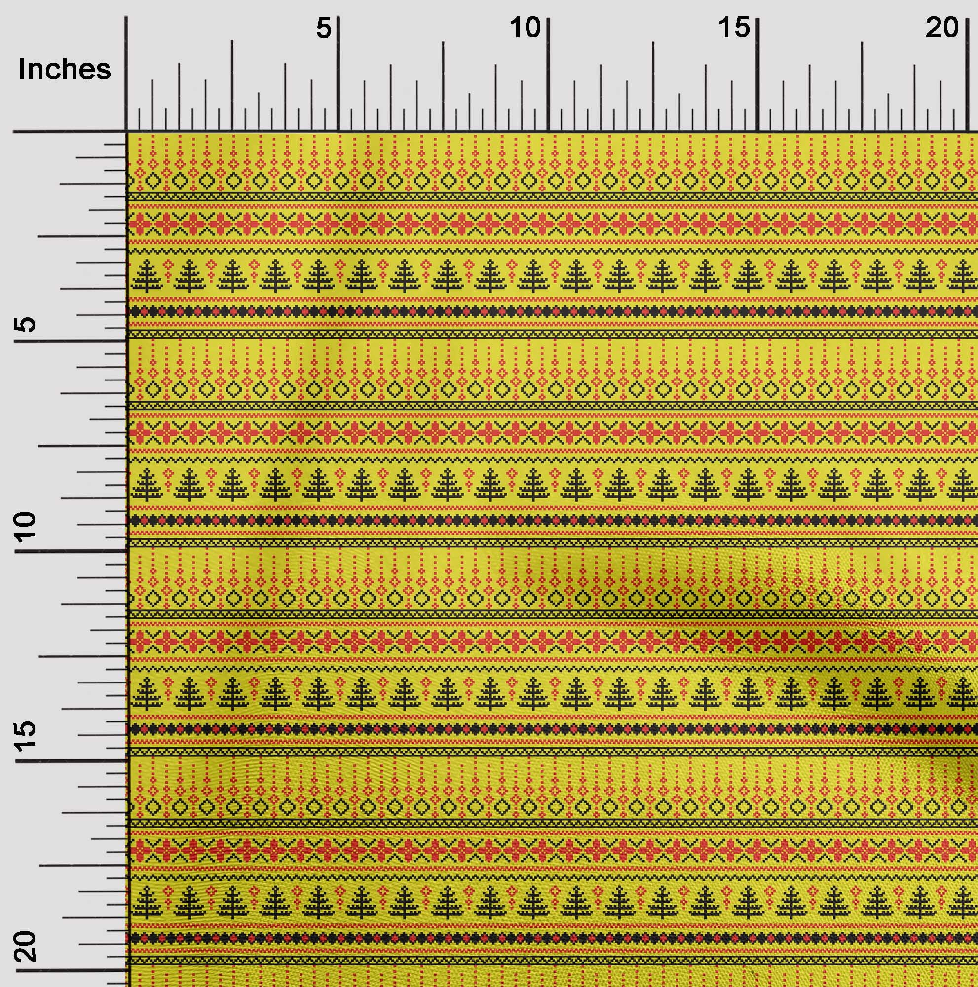 oneOone Rayon Yellow Fabric Merry Christmas Dress Material Fabric Print Fabric By The Yard 56 Inch Wide