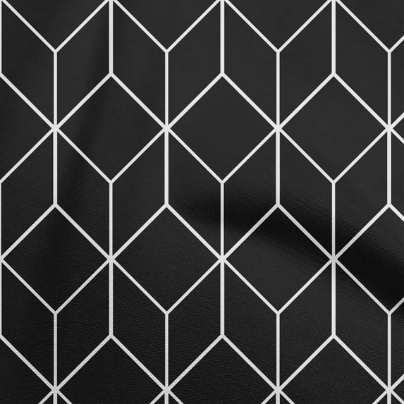 oneOone Silk Tabby Black Fabric Geometric Fabric For Sewing Printed Craft Fabric By The Yard 42 Inch Wide