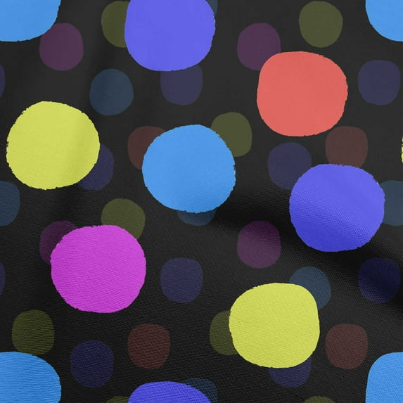 oneOone Silk Tabby Black Fabric Polka Quilting Supplies Print Sewing Fabric By The Yard 42 Inch Wide