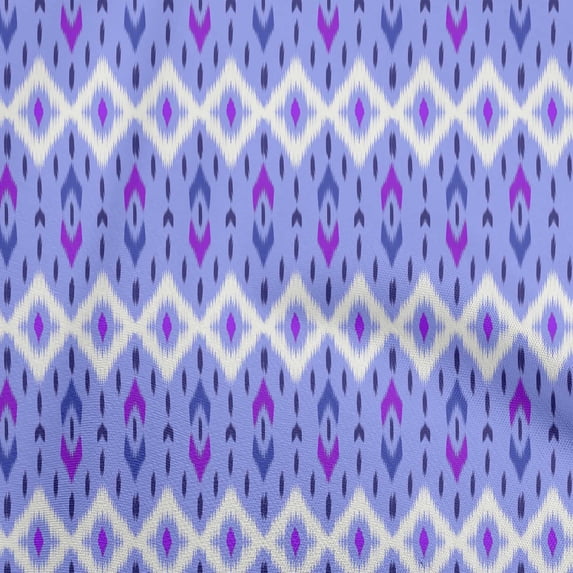 oneOone Silk Tabby Bluish Violet Fabric Ikat Quilting Supplies Print Sewing Fabric By The Yard 42 Inch Wide