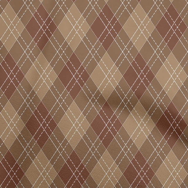 oneOone Silk Tabby Brown Fabric Check Diy Clothing Quilting Fabric Print Fabric By Yard 42 Inch Wide