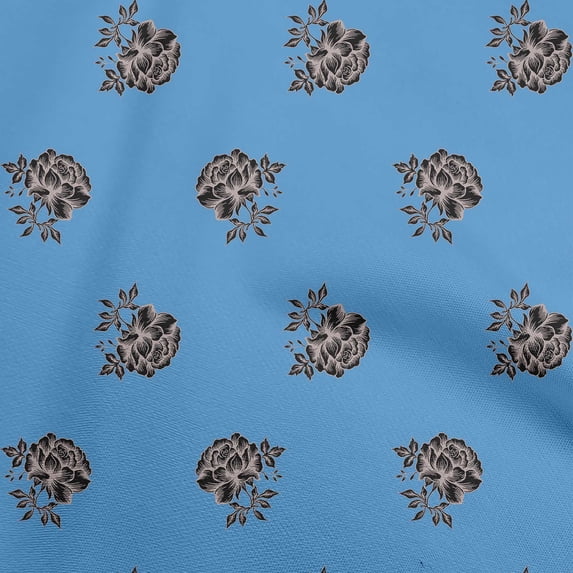 oneOone Silk Tabby Brown Fabric Floral Sewing Fabric By The Yard Printed Diy Clothing Sewing Supplies 42 Inch Wide