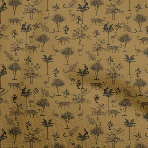 oneOone Silk Tabby Brown Fabric Tropical Leaf Fabric For Sewing Printed Craft Fabric By The Yard 42 Inch Wide