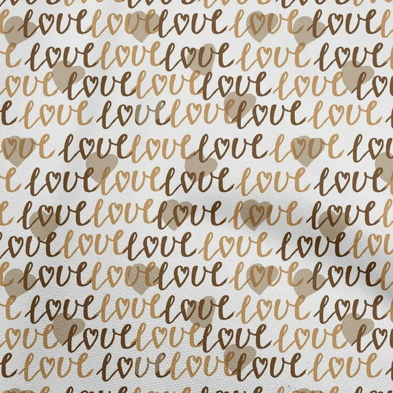 oneOone Silk Tabby Brown Fabric Valentine Love Heart Sewing Craft Projects Fabric Prints By Yard 42 Inch Wide