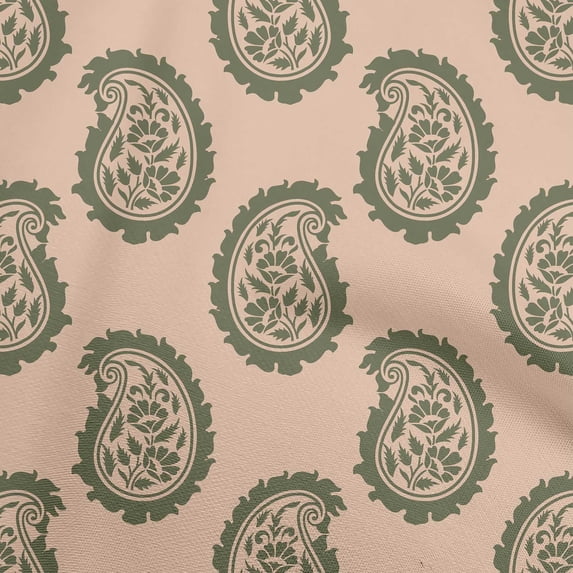 oneOone Silk Tabby Dark Beige Fabric Asian Paisley Block Sewing Craft Projects Fabric Prints By Yard 42 Inch Wide