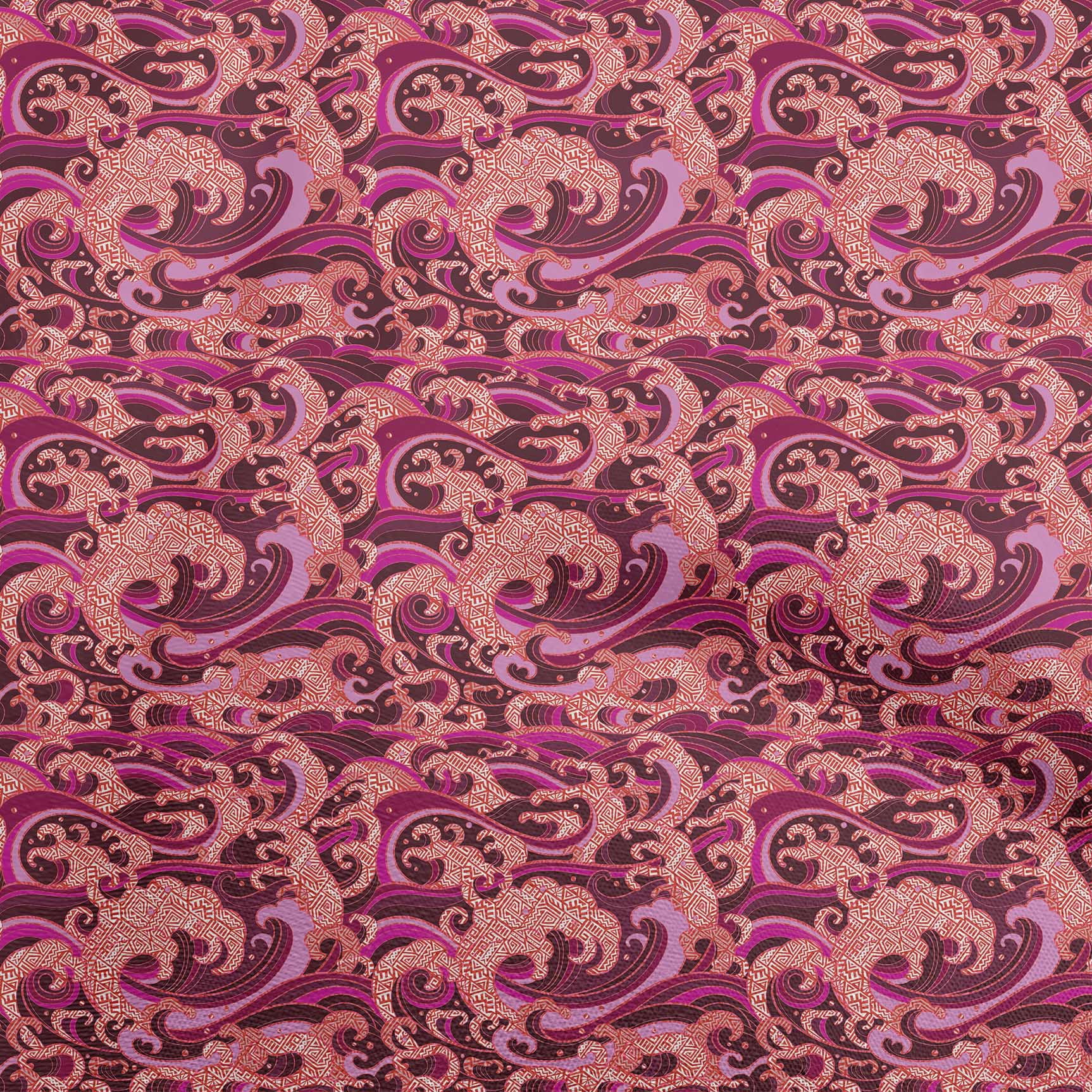 oneOone Silk Tabby Dark Magenta Fabric Asian Japanese Wave Quilting ...