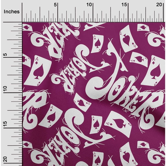 oneOone Silk Tabby Dark Magenta Fabric Joker & Poker Text Quilting Supplies Print Sewing Fabric By The Yard 42 Inch Wide