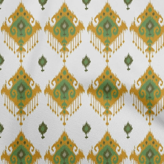 oneOone Silk Tabby Dark Mustard Fabric Asian Ikat Sewing Material Print Fabric By The Yard 42 Inch Wide