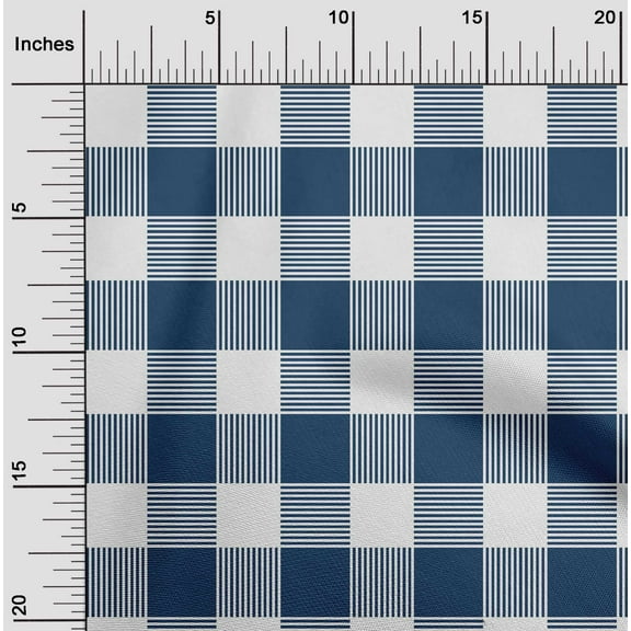 oneOone Silk Tabby Dark Navy Blue Fabric Gingham Check Sewing Material Print Fabric By The Yard 42 Inches Wide