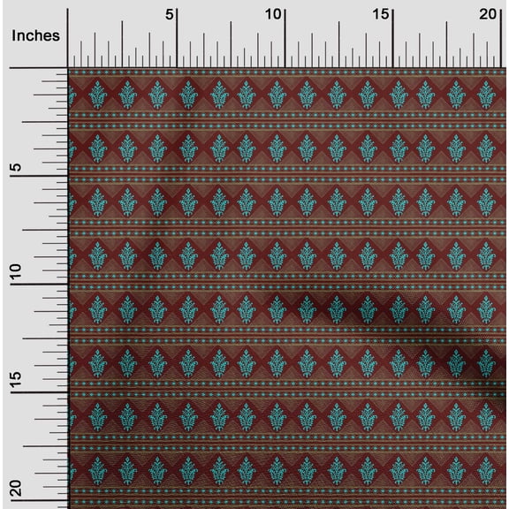 oneOone Silk Tabby Fabric Diamond & Paisley Block Print Sewing Fabric BTY 42 Inch Wide