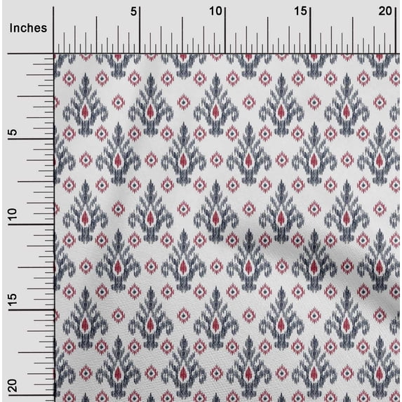 oneOone Silk Tabby Fabric Diamond & Swirl Ikat Print Fabric By The Yard 42 Inch Wide