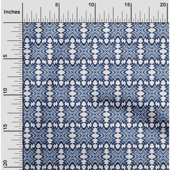 oneOone Silk Tabby Fabric Ethnic Geometric Flame Stitch Print Fabric BTY 42 Inch Wide