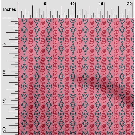 oneOone Silk Tabby Fabric Geometric Block Print Sewing Fabric BTY 42 Inch Wide