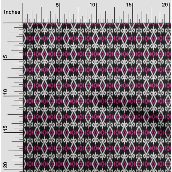 oneOone Silk Tabby Fabric Geometric Ikat Print Sewing Fabric BTY 42 Inch Wide