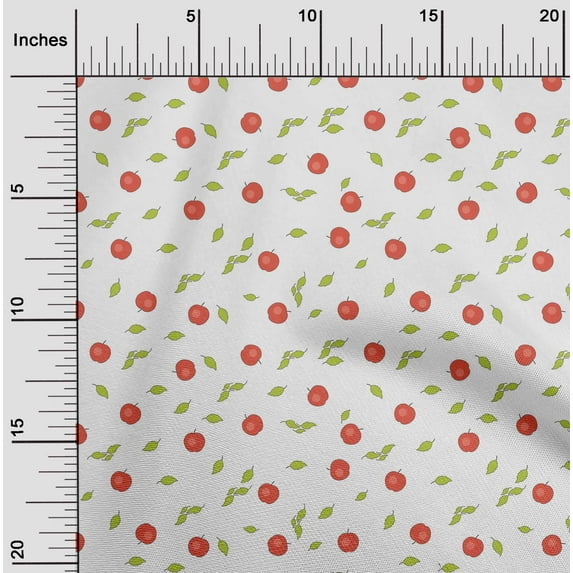 oneOone Silk Tabby Fabric Leaves & Apple Fruit Fabric by The Yard 42 Inch Wide
