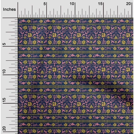 oneOone Silk Tabby Fabric Leaves & Floral Block Fabric Prints By Yard 42 Inch Wide