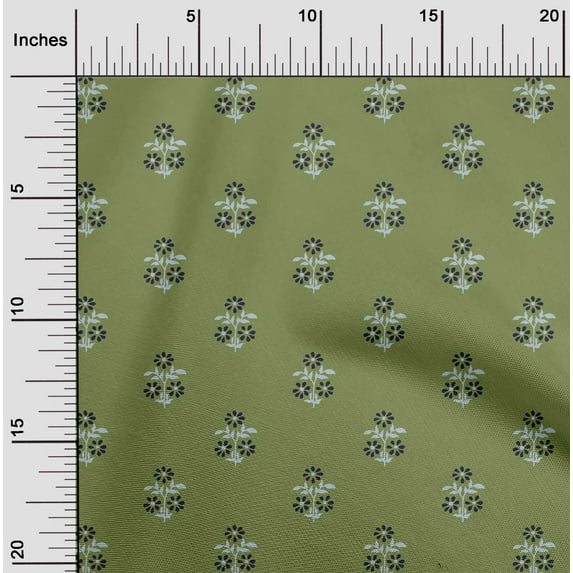 oneOone Silk Tabby Fabric Leaves & Floral Block Print Fabric By Yard 42 Inch Wide