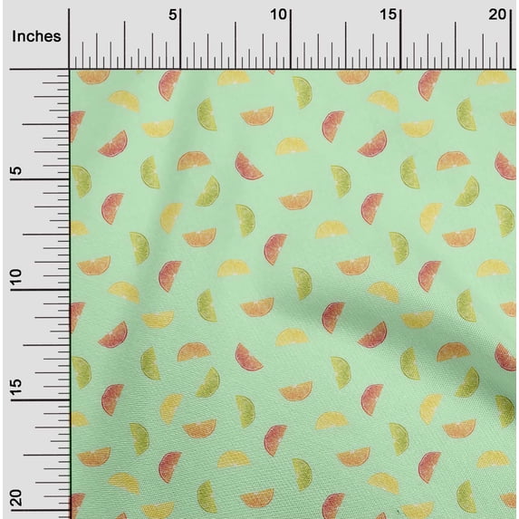 oneOone Silk Tabby Fabric Lemon Slice Vegetable Decor Fabric Printed BTY 42 Inch Wide