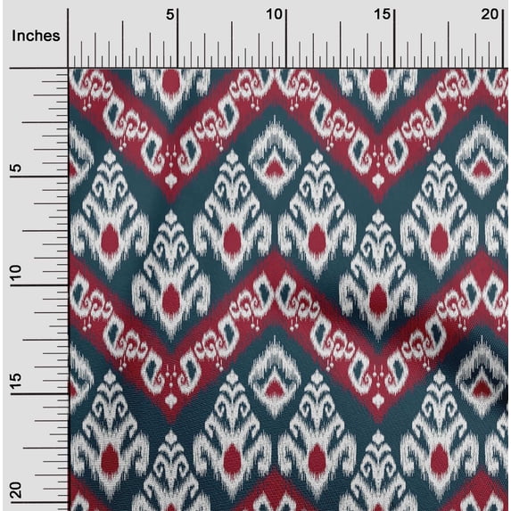 oneOone Silk Tabby Fabric Swirl & Paisley Ikat Print Fabric BTY 42 Inch Wide