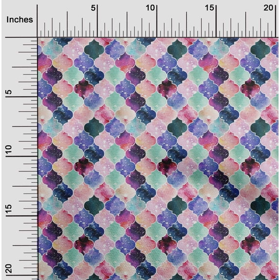 oneOone Silk Tabby Fabric Textured Moroccan Geometric Print Fabric BTY 42 Inch Wide