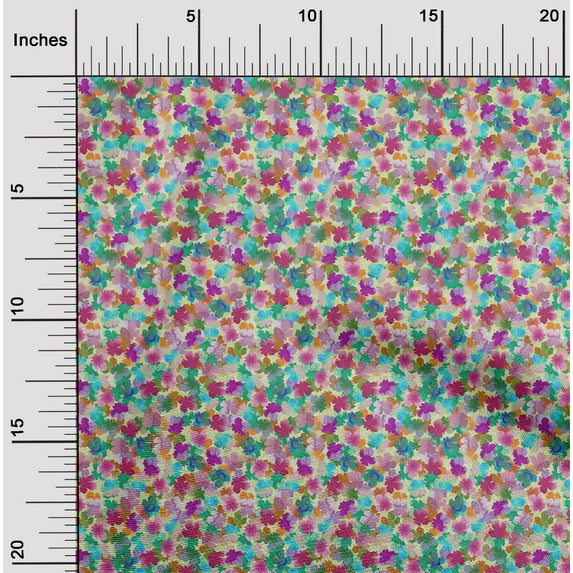 oneOone Silk Tabby Fabric Watercolor Floral Print Fabric By The Yard 42 Inch Wide