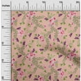 thumbnail image 1 of oneOone Silk Tabby Fabric Watercolor Leaves & Peony Floral Print Fabric BTY 42 Inch Wide, 1 of 4
