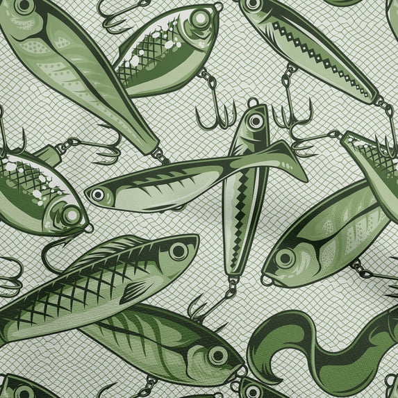 oneOone Silk Tabby Forest Green Fabric Fish Quilting Supplies Print Sewing Fabric By The Yard 42 Inch Wide