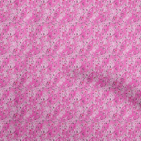 oneOone Silk Tabby Fuschia Pink Fabric Text Quilting Supplies Print Sewing Fabric By The Yard 42 Inch Wide