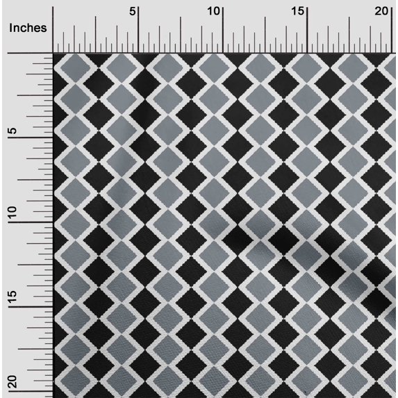 oneOone Silk Tabby Gray Fabric Argyle Check Dress Material Fabric Print Fabric By The Yard 42 Inch Wide