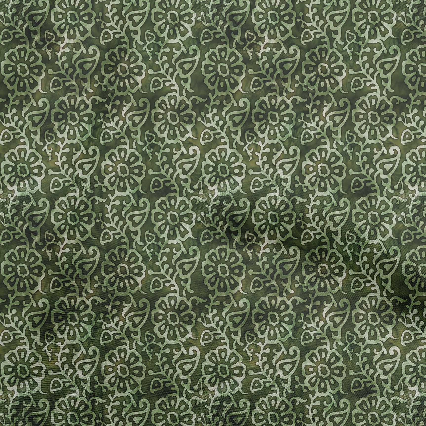 oneOone Silk Tabby Green Fabric Asian Batik Floral Diy Clothing Quilting Fabric Print Fabric By Yard 42 Inch Wide