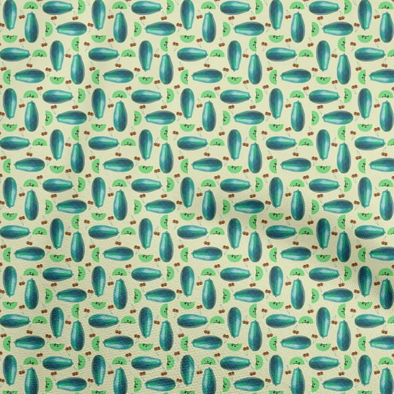 oneOone Silk Tabby Green Fabric Fruits Papaya Sewing Fabric By The Yard Printed Diy Clothing Sewing Supplies 42 Inch Wide