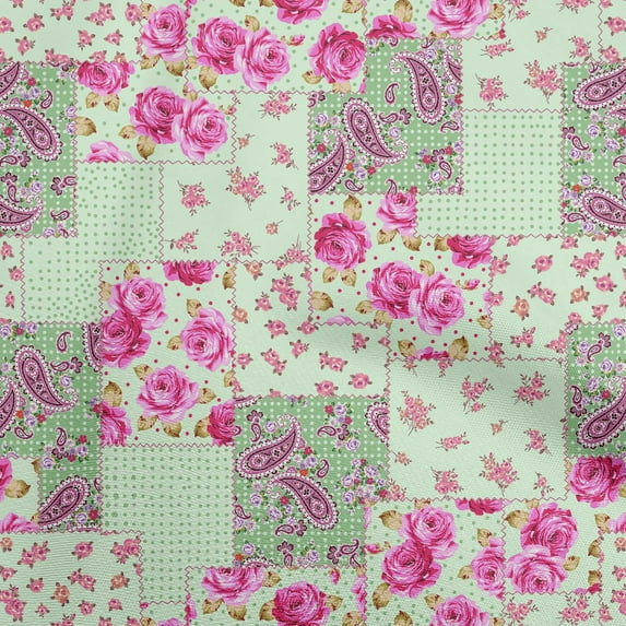 oneOone Silk Tabby Light Green Fabric Florals Fabric For Sewing Printed Craft Fabric By The Yard 42 Inch Wide