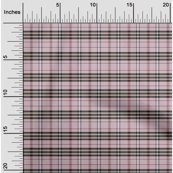 oneOone Silk Tabby Light Pink Fabric Check Dress Material Fabric Print Fabric By The Yard 42 Inch Wide