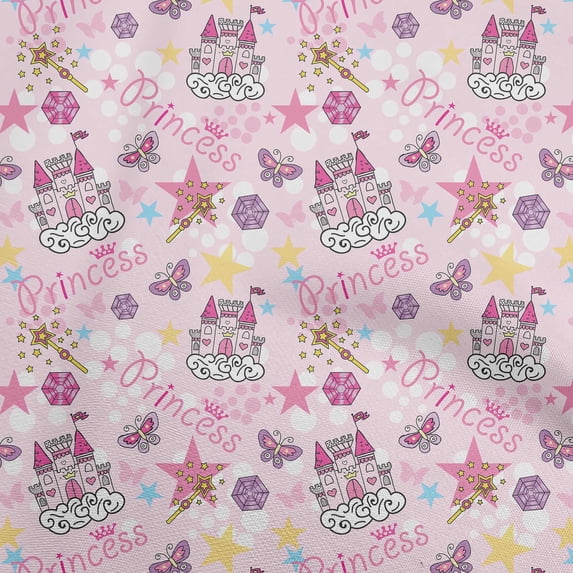 oneOone Silk Tabby Light Pink Fabric Kids Princess Castle Craft Projects Decor Fabric Printed By The Yard 42 Inch Wide