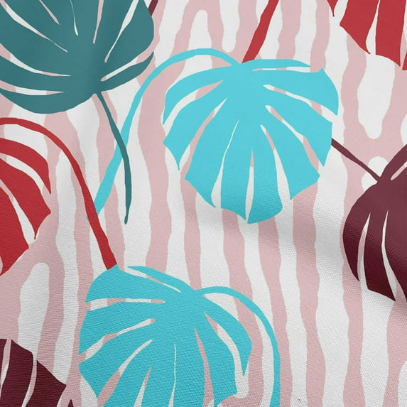 oneOone Silk Tabby Light Pink Fabric Tropical Palm Leaf With Broken Fat Lines Sewing Fabric By The Yard Printed Diy Clothing Sewing Supplies 42 Inch Wide