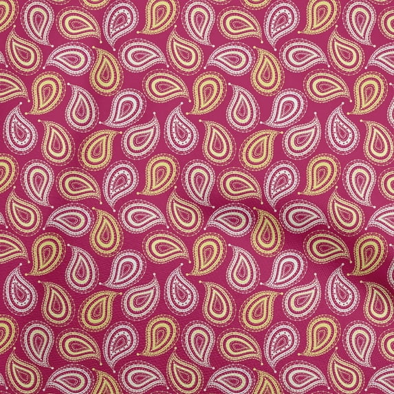oneOone Silk Tabby Magenta Fabric Paisleys Sewing Craft Projects Fabric Prints By Yard 42 Inch Wide