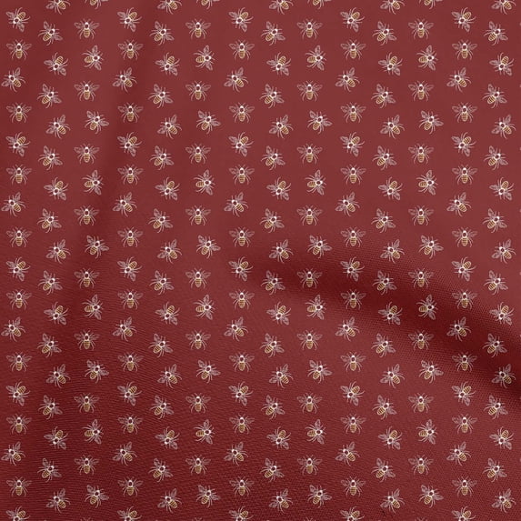 oneOone Silk Tabby Maroon Fabric Dot & Honey Bee Dress Material Fabric Print Fabric By The Yard 42 Inch Wide