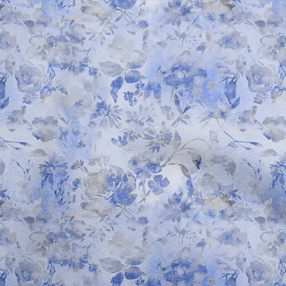 oneOone Silk Tabby Medium Blue Fabric Abstract Floral Sewing Craft Projects Fabric Prints By Yard 42 Inch Wide-1ra