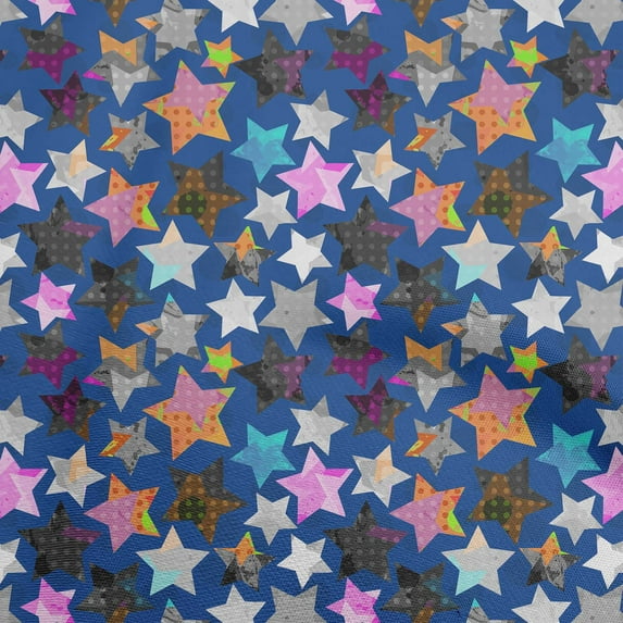 oneOone Silk Tabby Medium Blue Fabric Galaxy Sewing Material Print Fabric By The Yard 42 Inch Wide